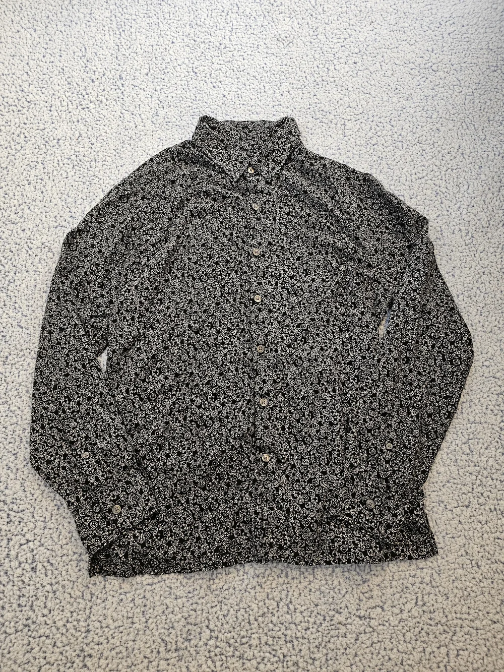Black and White Patterned Button-Up Shirt